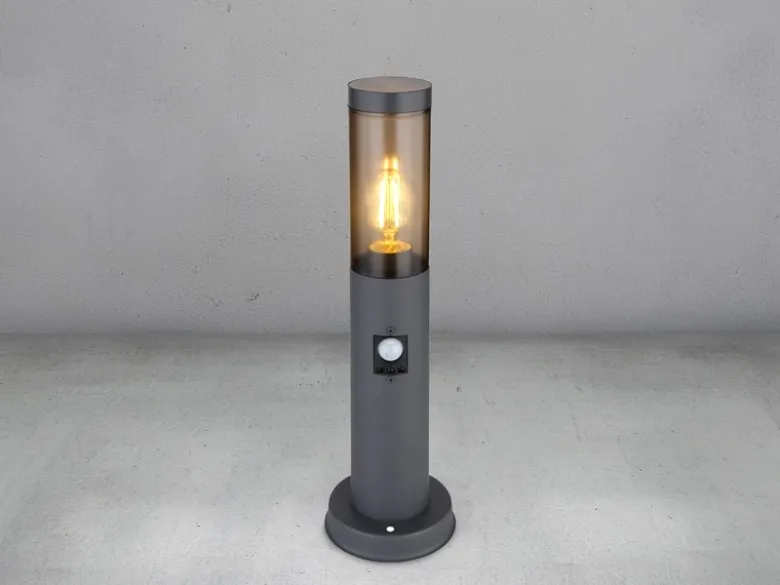 LED Sockelleuchte in Anthrazit & Rauch mit Bewegungsmelder, Höhe 45cm