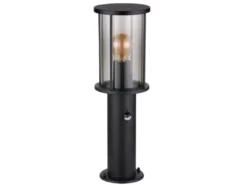 LED Sockelleuchte mit Bewegungsmelder aus Edelstahl mit Rauchglas, H: 45cm