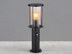 LED Sockelleuchte mit Bewegungsmelder aus Edelstahl mit Rauchglas, H: 45cm