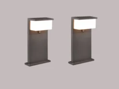 LED Sockelleuchte mit Bewegungsmelder 2er SET Anthrazit, Höhe 45cm