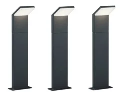 LED Sockelleuchten 3er SET Aluminium Anthrazit, Höhe 50cm, IP54
