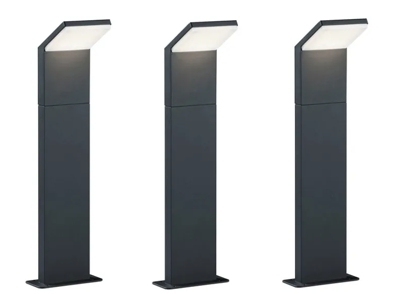 LED Sockelleuchten 3er SET Aluminium Anthrazit, Höhe 50cm, IP54