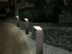 LED Sockelleuchten mit Bewegungsmelder 3er SET, Anthrazit, IP54, H50 cm