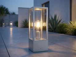 LED Sockelleuchte Silber Zinkfarben Höhe 40cm IP44 - Außenleuchten Wegeleuchten