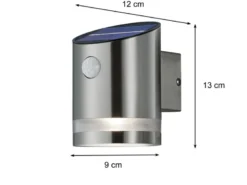 LED Solar Außenwandleuchte SALTA mit Bewegungsmelder, Silber, Höhe 13cm