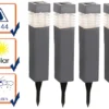 LED Solarbeleuchtung - Erdspießleuchten im 4er SET aus Kunststoff