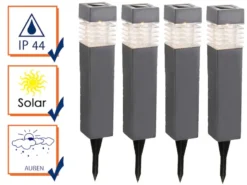 LED Solarbeleuchtung - Erdspießleuchten im 4er SET aus Kunststoff