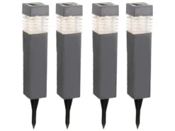 LED Solarbeleuchtung - Erdspießleuchten im 4er SET aus Kunststoff