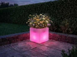 LED Solar Blumentopf mit RGBW Farbwechsel & Fernbedienung, 35x35cm