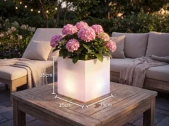 LED Solar Blumentopf mit RGBW Farbwechsel & Fernbedienung, 35x35cm