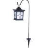 LED Solar Erdspießleuchte mit aufgehängter Laterne, Schwarz Höhe 68cm