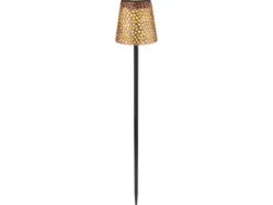 LED Solar Erdspießleuchte mit Dekorstanzungen in Kupfer-Gold, Höhe 70cm