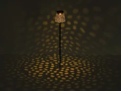 LED Solar Erdspießleuchte mit Dekorstanzungen in Kupfer-Gold, Höhe 70cm