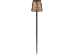 LED Solar Erdspießleuchte mit Dekorstanzungen in Kupfer-Gold, Höhe 70cm