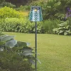 LED Solar Erdspießleuchte mit Dekorstanzungen in Silber-Blau, Höhe 70cm