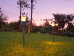 LED Solarfackel mit Flammeneffekt, Höhe verlängerbar bis 64,5cm