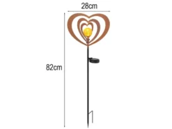 LED Solar Gartenstecker mit drehbaren Herzen & Erdspieß in Rostoptik, Höhe 82cm
