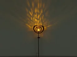 LED Solar Gartenstecker mit drehbaren Herzen & Erdspieß in Rostoptik, Höhe 82cm