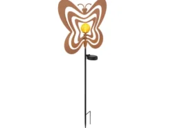 LED Solar Gartenstecker mit drehbaren Schmetterlingen in Rostoptik, Höhe 83cm