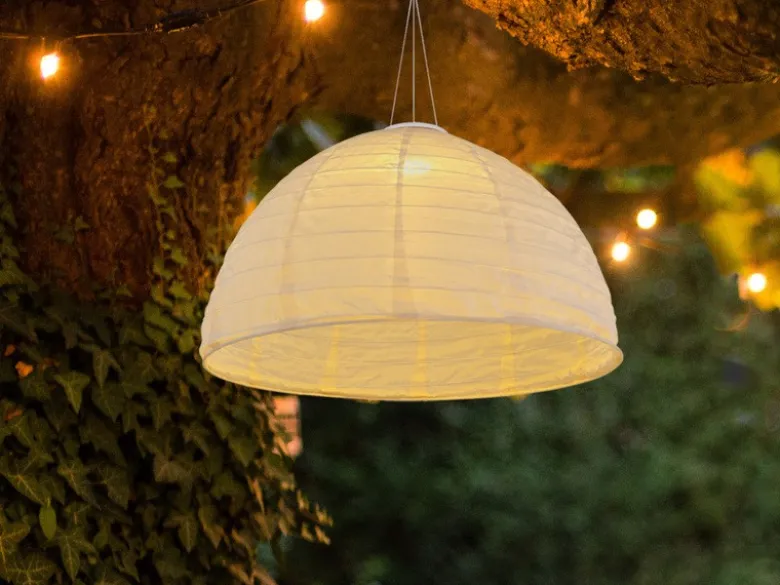 LED Solarhängeleuchte Lampion Lampenschirm in Weiß, Ø40cm