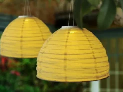 LED Solarhängeleuchte Lampion Lampenschirm in Weiß, Ø40cm