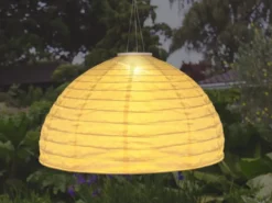 LED Solarhängeleuchte Lampion Lampenschirm in Weiß, Ø40cm