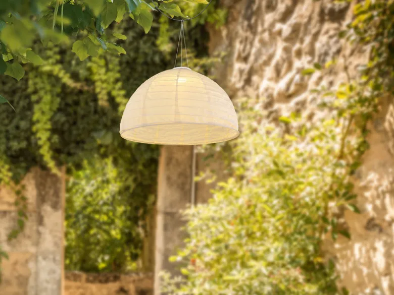 LED Solarhängeleuchte Lampion Lampenschirm in Weiß, Ø40cm