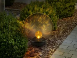 LED Solarkugel Garten - Leuchtkugel rauchfarbig Ø 25cm mit Erdspieß