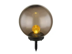 LED Solarkugel Garten - Leuchtkugel rauchfarbig Ø 25cm mit Erdspieß