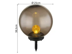 LED Solarkugel Garten - Leuchtkugel rauchfarbig Ø 25cm mit Erdspieß