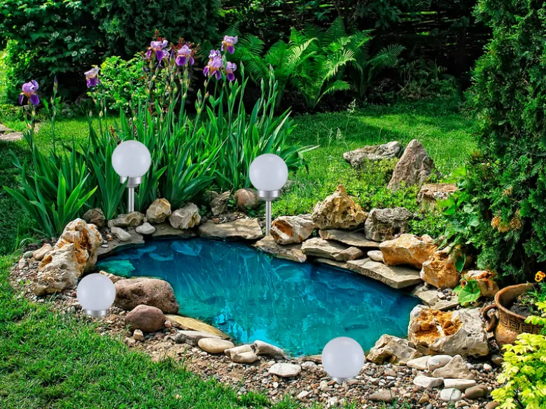 LED Solarkugel Garten - Leuchtkugel Ø 20cm mit Erdspieß