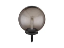 LED Solarkugel mit Kerze - Leuchtkugel rauchfarbig Ø 25cm mit Erdspieß