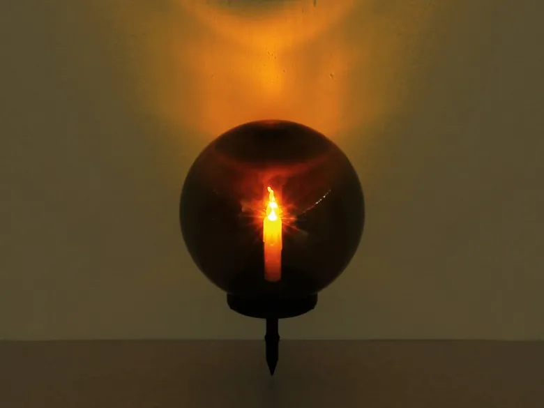LED Solarkugel mit Kerze - Leuchtkugel rauchfarbig Ø 25cm mit Erdspieß