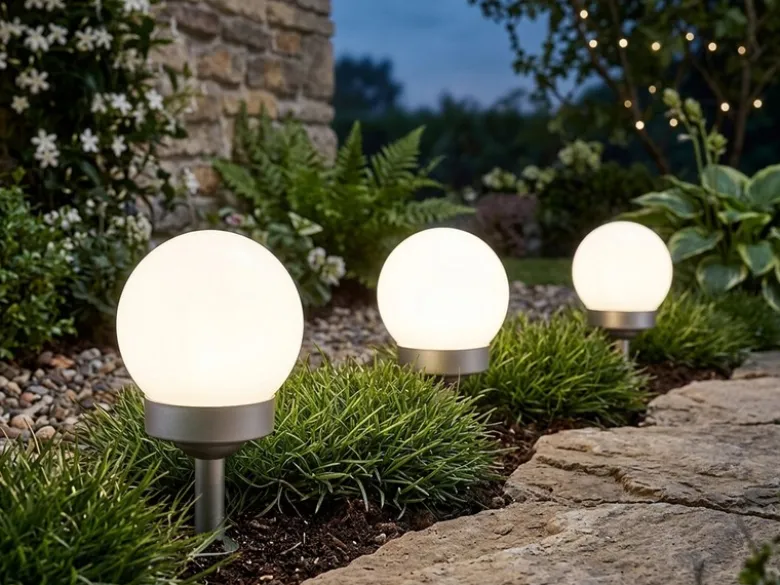 LED Solarkugeln Garten - 3er SET, Leuchtkugel Ø 10cm mit Erdspieß