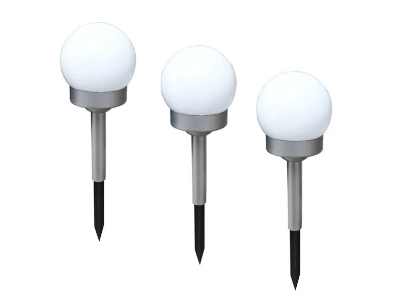 LED Solarkugeln Garten - 3er SET, Leuchtkugel Ø 10cm mit Erdspieß