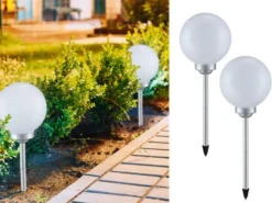 LED Solarkugeln Garten - 2er SET, Leuchtkugel Ø 25cm mit Erdspieß