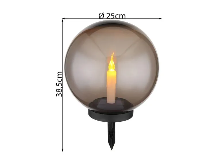 LED Solarkugeln Garten 2er SET - Ø 25cm rauchfarbig mit Erdspieß