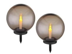 LED Solarkugeln Garten 2er SET - Ø 25cm rauchfarbig mit Erdspieß