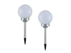 LED Solarkugeln Garten - 2er SET, Leuchtkugel Ø 15cm mit Erdspieß