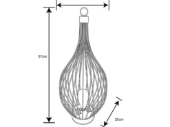 LED Solarlaterne aus Metall, hängend oder stehend, Höhe 57cm