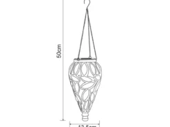 LED Solarlaterne Hängeleuchte, Lampenschirm klar, Höhe 50cm