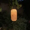 LED Solarlaterne hängend aus Bambus Korbgeflecht, Höhe 56,5cm