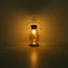 LED Solarlaterne in Silber mit Glas Lampenschirm bernsteinfarbig, H 36,5cm