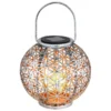 LED Solarlaterne Kugel mit Dekorstanzungen in Silber Antik & Gold, Ø20cm