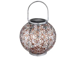 LED Solarlaterne Kugel mit Dekorstanzungen in Silber Antik & Gold, Ø20cm