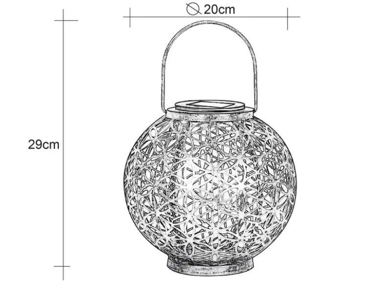 LED Solarlaterne Kugel mit Dekorstanzungen in Silber Antik & Gold, Ø20cm