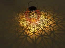 LED Solarlaterne Kugel mit Dekorstanzungen in Silber Antik & Gold, Ø20cm