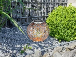 LED Solarlaterne Kugel mit Dekorstanzungen in Silber Antik & Gold, Ø20cm