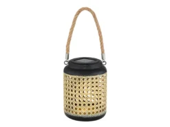 LED Solarlaterne, Metall Rattanoptik, hängend oder stehend, Höhe 30cm