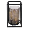 LED Solarlaterne mit rauchfarbigem Lampenschirm & Metallkäfig, Höhe 28cm